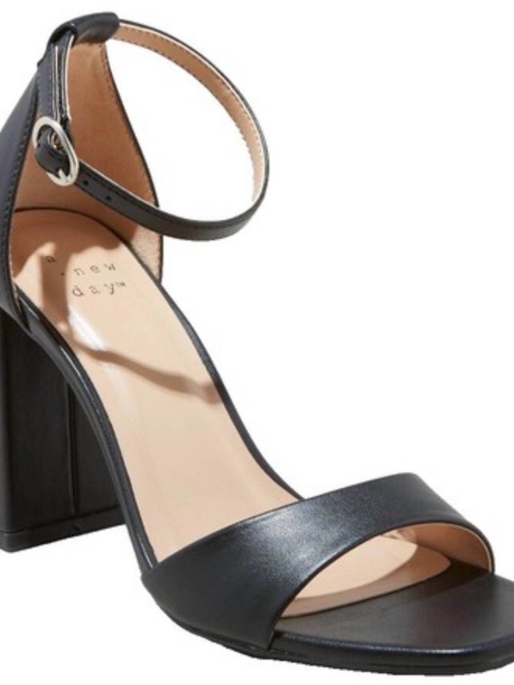 a new day Black Ankle-Strap Block Heel Sandals